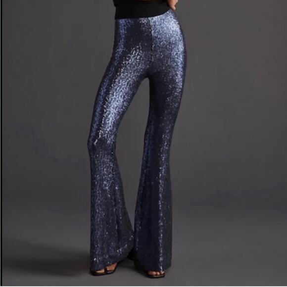 NWT Anthropologie Joni All Over Sequin Flare Pants - Picture 1 of 11